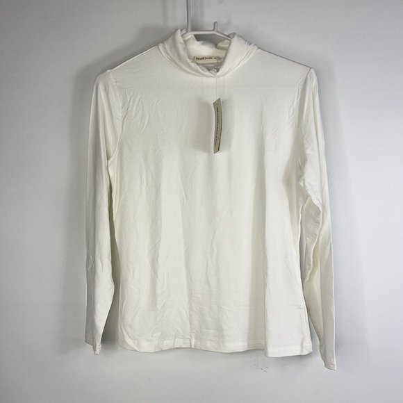 Woolovers Tops - Woolovers Womens Eco Viscose Polo Neck Top Cream Long Sleeve Slim Fit M New